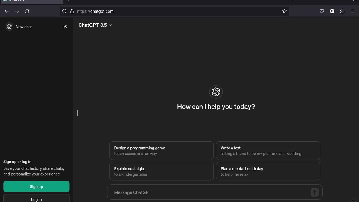 The ChatGPT chat interface in a web browser