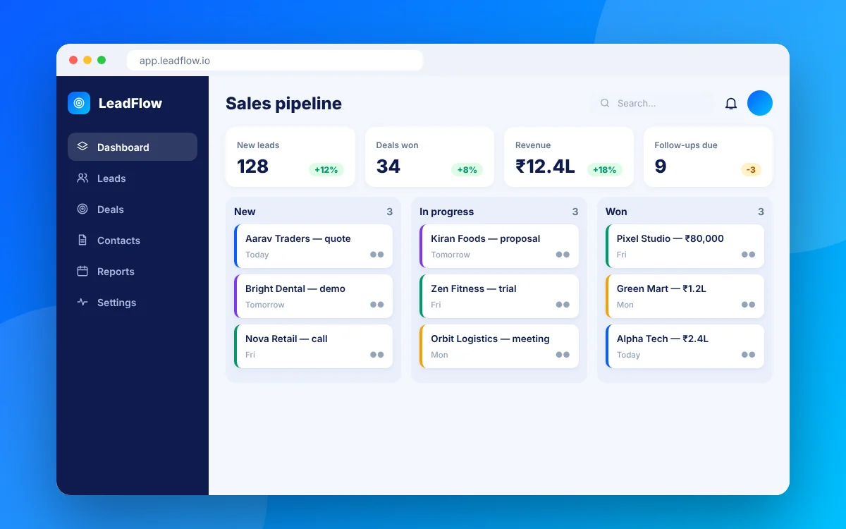 Sample web apps & saas products design