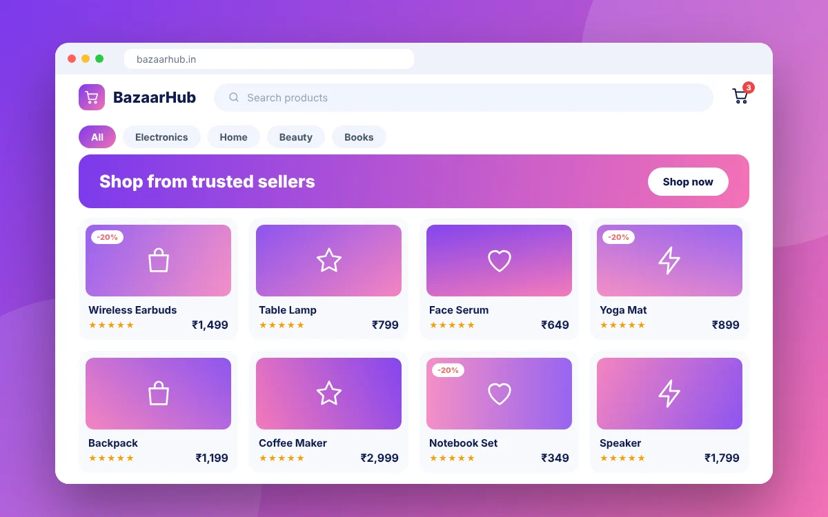 Multi-Vendor Marketplace Development — sample design preview