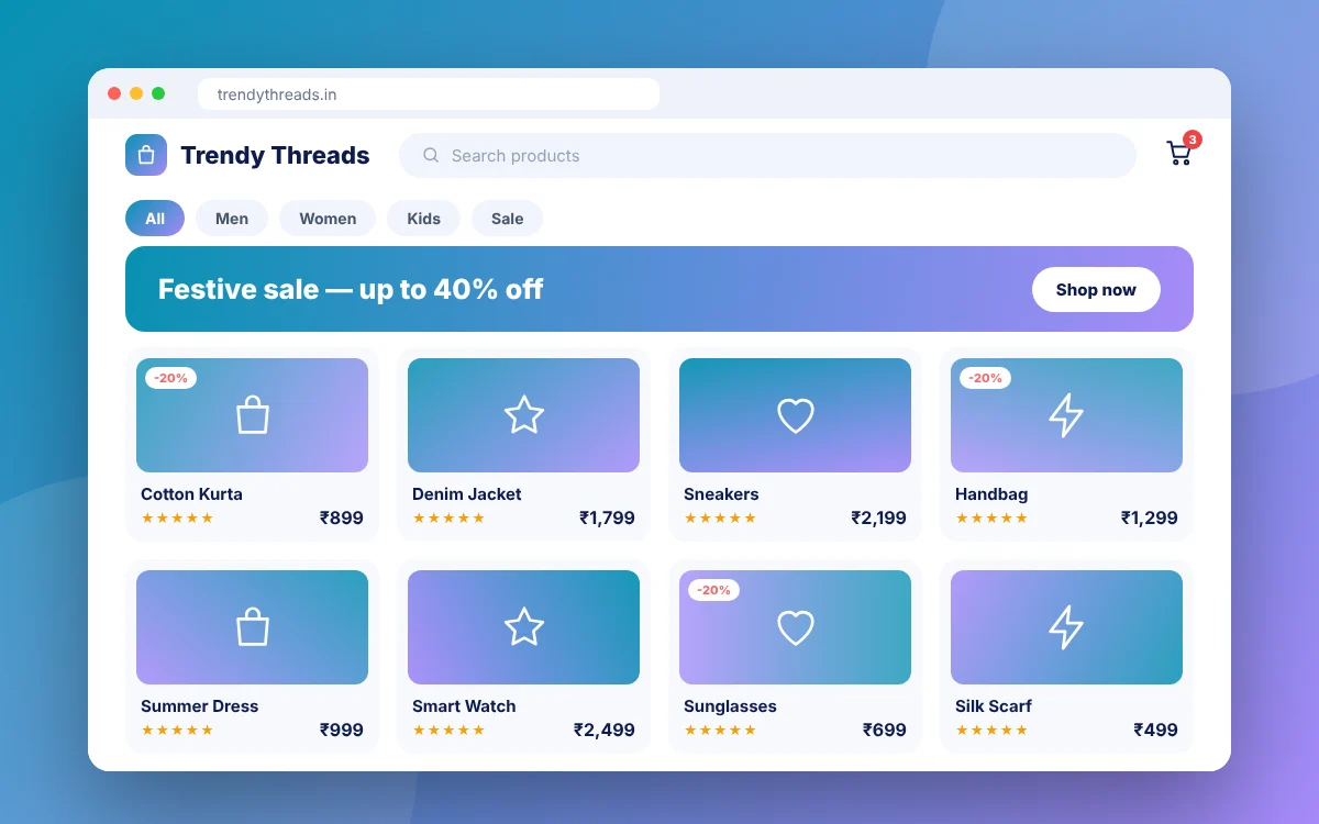 Sample e-commerce development design
