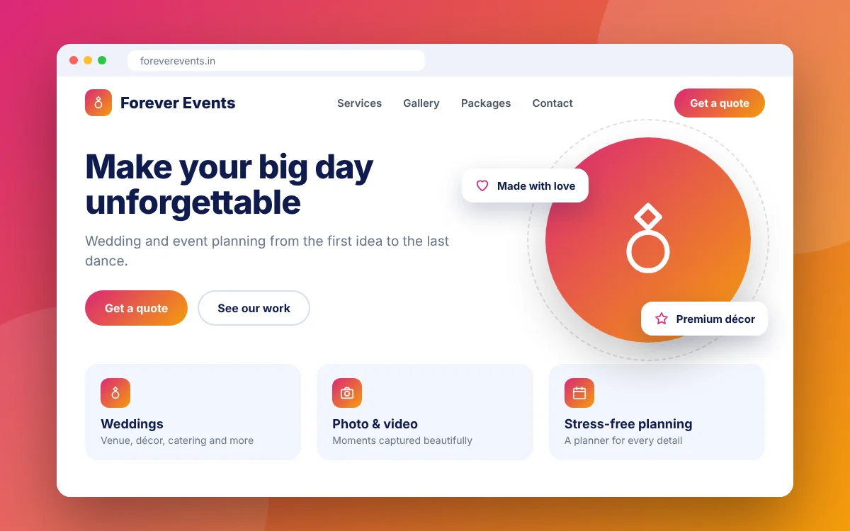 Wedding & Event Planner Website — sample design preview