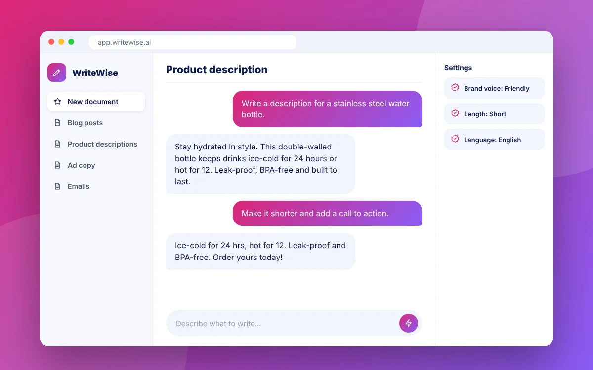 AI Content Writing Tool — sample design preview